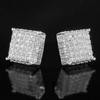 Huitan Women Men Stud Earrings Classic Square Shaped Ear Stud Piercing Sparkling Cubic Zirconia Daily Wearable Versatile JewelryGood product
