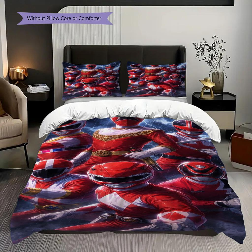 Power Rangers Set Vibrant Heroes Action Bedding 1 Duvet Cover 2 Pillowcase Without Core Bedding Set Soft And Comfortable