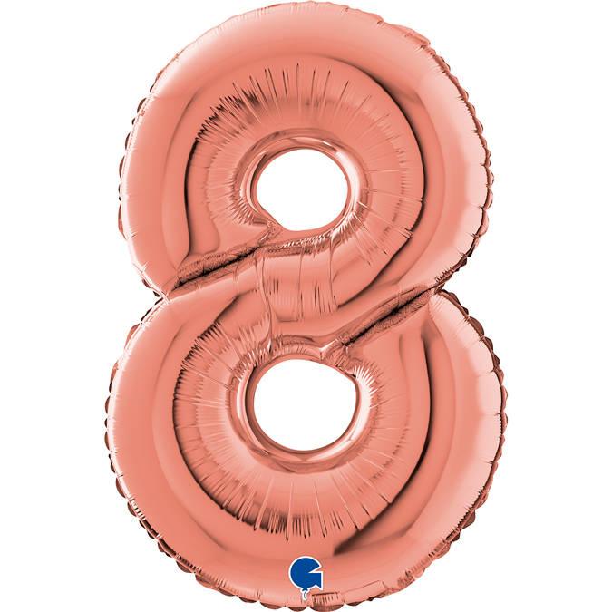 Foil Balloon Number 8 Rose Gold - 66 Grabo