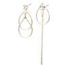 LOKUMI Earrings Made In Japan 18k Gold K18 Post K18 Compatible with Metal Allergies Asymmetry Drop Bijou Swing Earrings Long Ladies Simple Chain Stud
