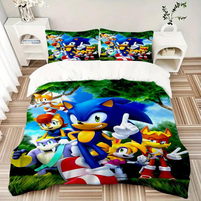 3pcs Sonic the Hedgehog Bedding Set. Soft and Comfortable with No Core Included (1x Duvet Cover + 2x Pillow Covers) yy251010214