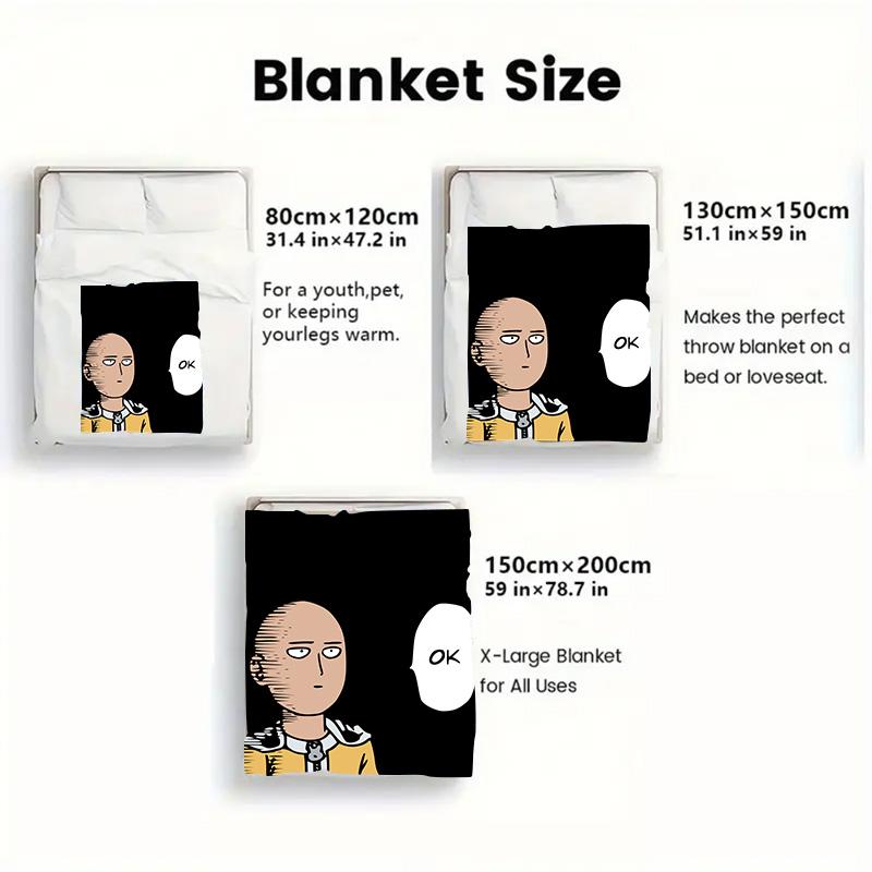 One-Punch Man 2D Flat Pattern Flannel Blanket High quality All Seasons Warmth and Comfort Perfect for Christmas Gifts.NMT0928608