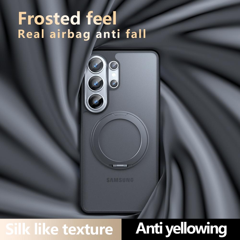 Чехол для Samsung Galaxy S26 Ultra Матовый Замороженный Приятный для кожи 360° Вращающаяся Магнитная Подставка Не желтеющий Защита от отпечатков пальцев