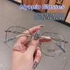Vintage Big Frame Metal Minus Diopter Eyeglasses Fashion Clear Myopia Glasses Prescription Glasses Blue Light Blocking for Women