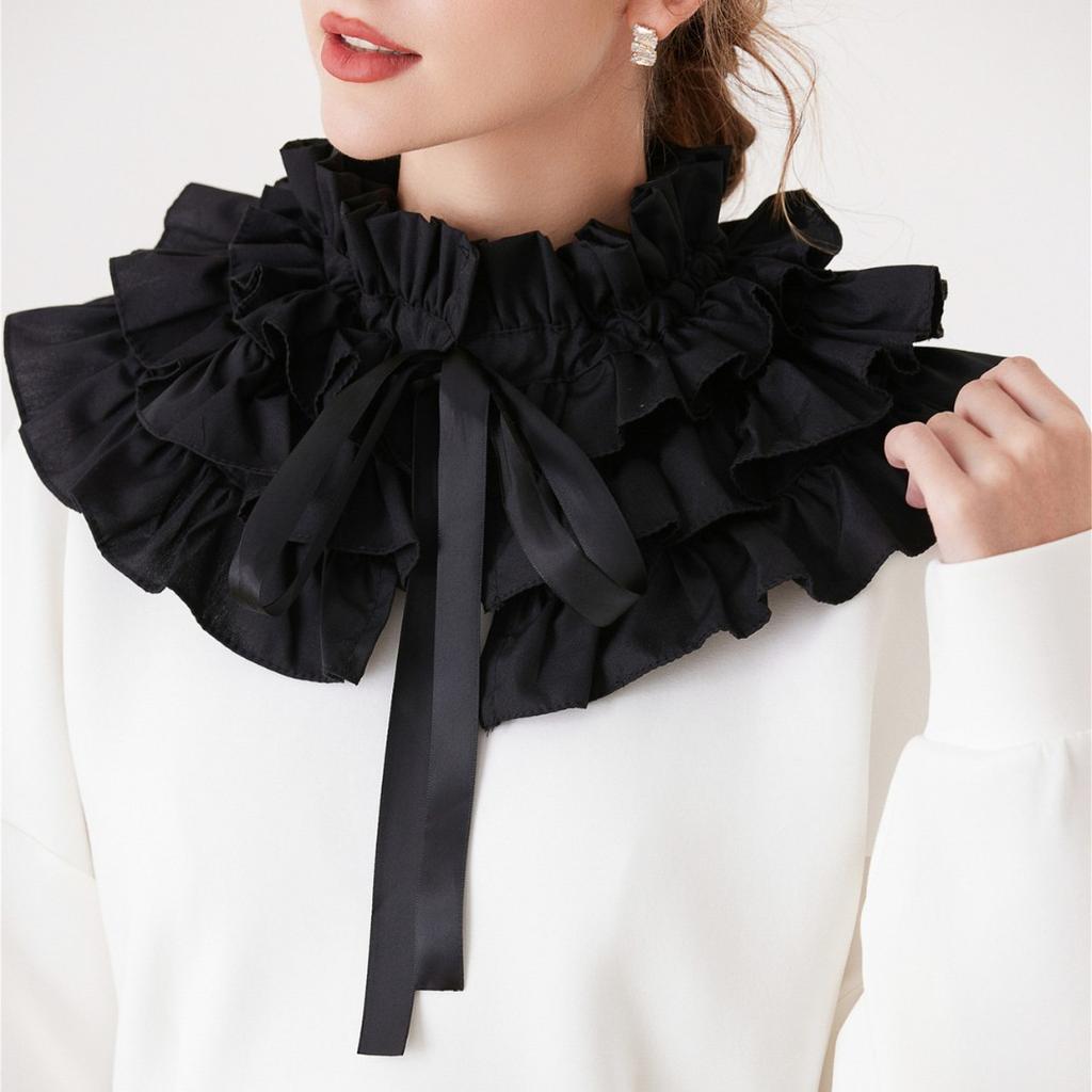Bowknots Solid Color Shirt Detachable Collar for Womens Fake Collar Lapel Detachable Half Shirt Blouse False Collar Necklace Tie