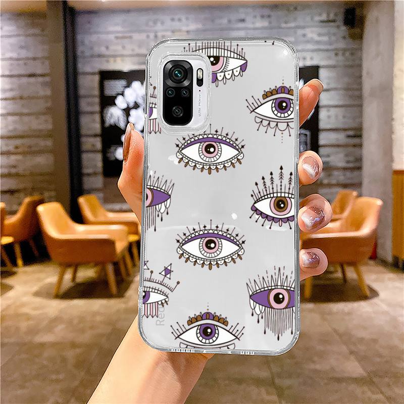Lucky Evil Eye Blue Abstract Phone Case Transparent for Xiaomi Redmi Note X F Poco 10 11 9 7 8 3 I T S Pro Cover Shell Coque