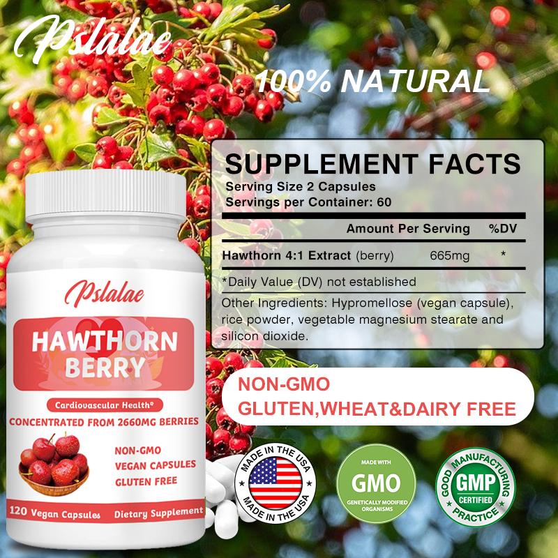 Hawthorn Berry Dietary Supplement - 2660 mg herbal extract per serving - Supports cardiovascular health and relieves stress - 120 capsules