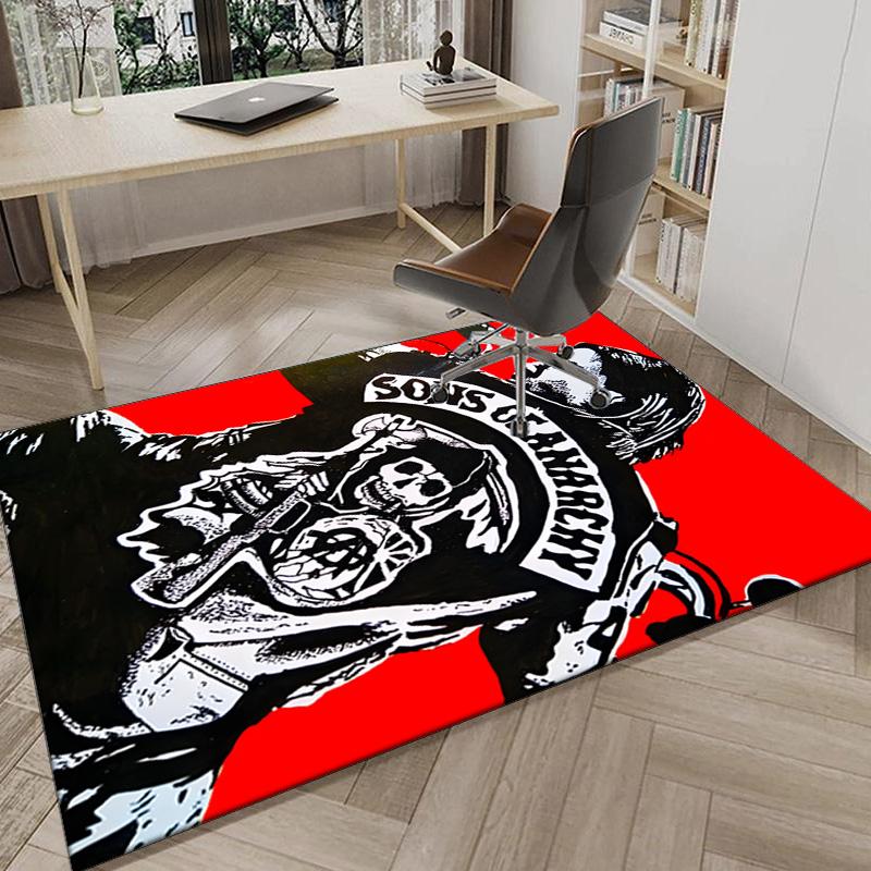 Anarchy Motorcycle Club Carpet, Chair Rug,Rug for Office Bedroom living rooms, Doormat decor Fan Gift Christmas Gift