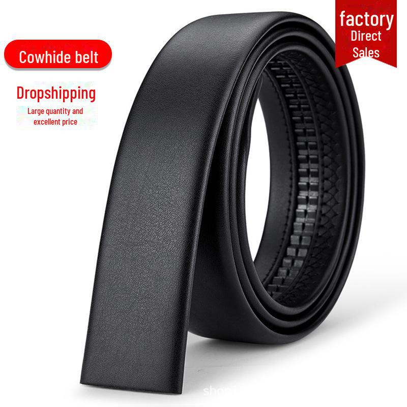 Мужской безголовый ремень из натуральной кожи с автоматической пряжкой - Модный для деловой и повседневной носки