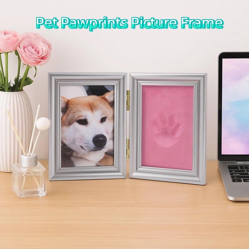Складная фоторамка «Следы лап питомца» DIY Металлическая застежка Шкатулка-витрина для отпечатка лапы питомца Набор для отпечатка лапы питомца Глина Памятный сувенир
