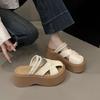 Baotou Half Slippers Women's 2025 New Summer Pearl Two Wear Thick Bottom Design Sense Hollow One Pedal Lazy Half Tray