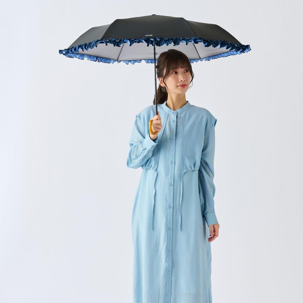 Moonbat Складной Солнцезащитный и Дождевой Легкий Теплоотражающий УФ Мини Черный [Esta] Женский Зонт, Защита, Блокировка, Блокировка, Защита, Рюши, 31-230-30268-05,