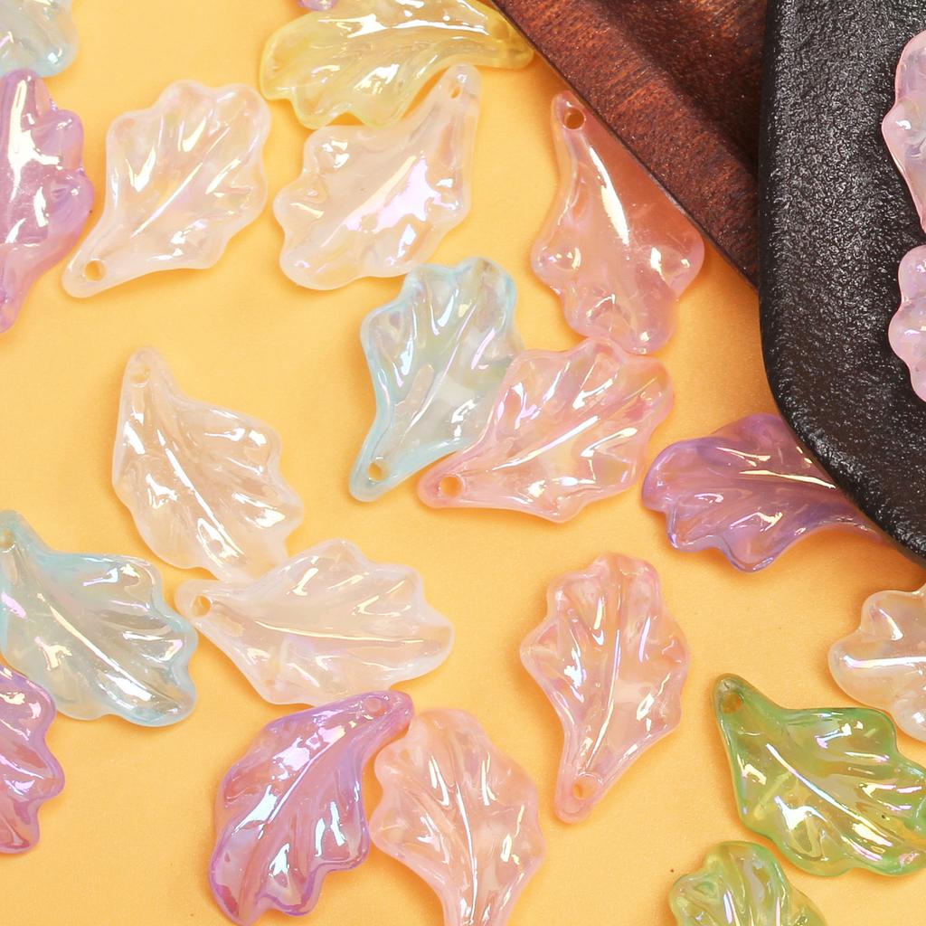 10 шт. креативные акриловые кулон с имитацией глазури и листьев, цветные бусины с УФ-покрытием, браслет «сделай сам», изготовление ювелирных изделий