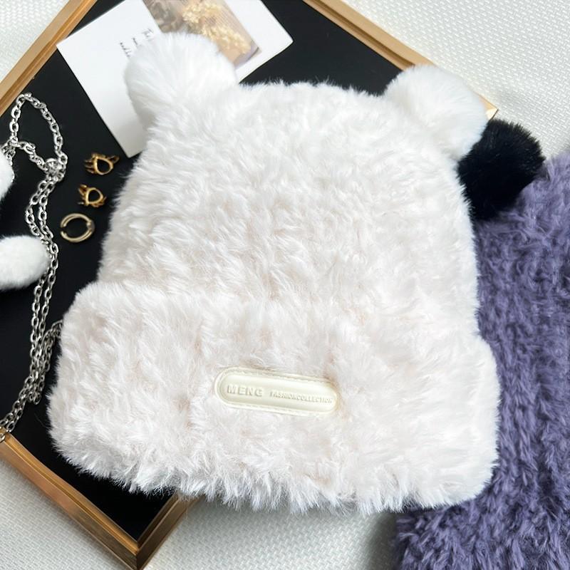 Hat Female Autumn and Winter Warm Knitted Wool Snow Hat Cycling Mother Fashion Ear Protection Headgear Scarf Integrated Hat