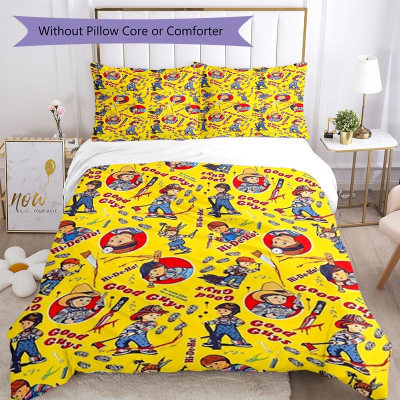 3pcs Chucky Bedding Set Duvet Cover Closure Includes 1 Duvet Cover & 2 Pillowcases, Soft and Comfortable for All Seasons.