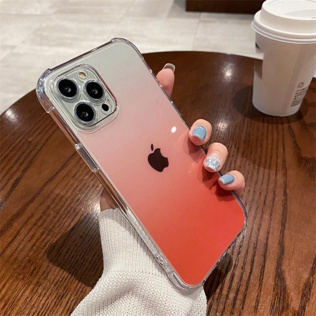 Прозрачный градиентный чехол цвета радуги для Iphone 13 12 11 Pro Max X Xr Xs, жесткий акриловый противоударный чехол с кристаллами, капа