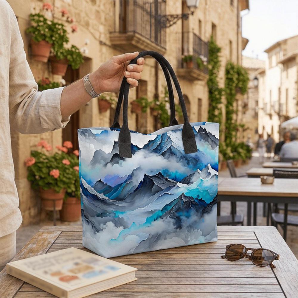 Watercolor Mountain Printed Tote Bag Stylish Daily Shoulder Bag