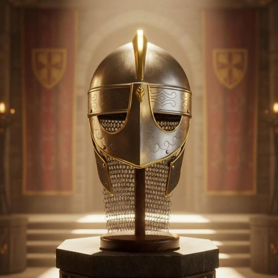 Wolf Chainmail Helmet, Norse Warrior Armor Medieval Steel Helm for LARP Cosplay Reenactment Display