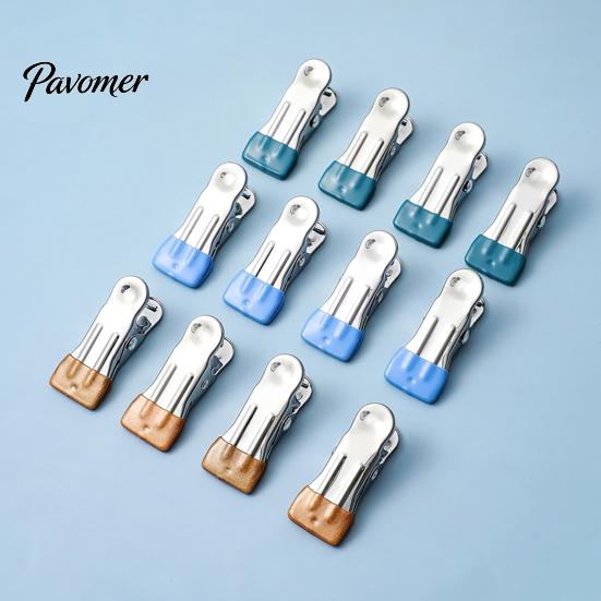 Rust Resistant Utility Clips for Outdoor Laundry 24PCS Stainless Steel Clothes Pegs, with Non-Slip Rubber Coating, Heavy Non Marking Fabric