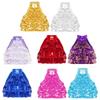 Girls Performance Crop Top Mock Neck Sleeveless Design Shiny Sequin Tiered Backless Dance Top