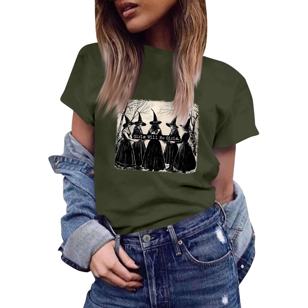 Женская повседневная футболка с принтом, пуловер с круглым вырезом, топ с короткими рукавами