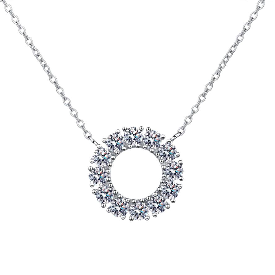 S925 Silver Round Full Temperament Collarbone Chain for Women With a 30 Point Mosonite Necklace Marriage