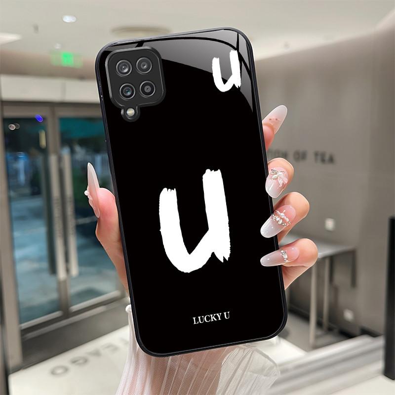 Чехол для телефона Samsung A 12 M12 F12 Чехол со счастливыми инициалами для Samsung Galaxy A12 M F 12 Закаленное стекло Мягкий ТПУ Funda