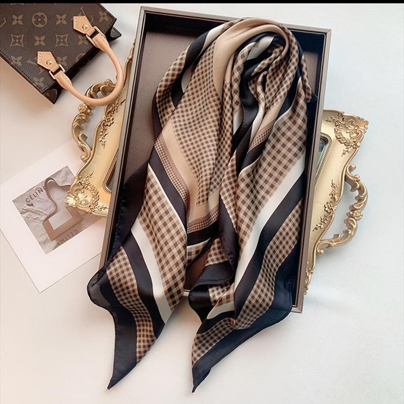 Luxury Brand Scarves for Women Shawl Print Silk Satin Hijab Scarf Female Bandana 70*70cm Square Shawls Scarfs For Ladies