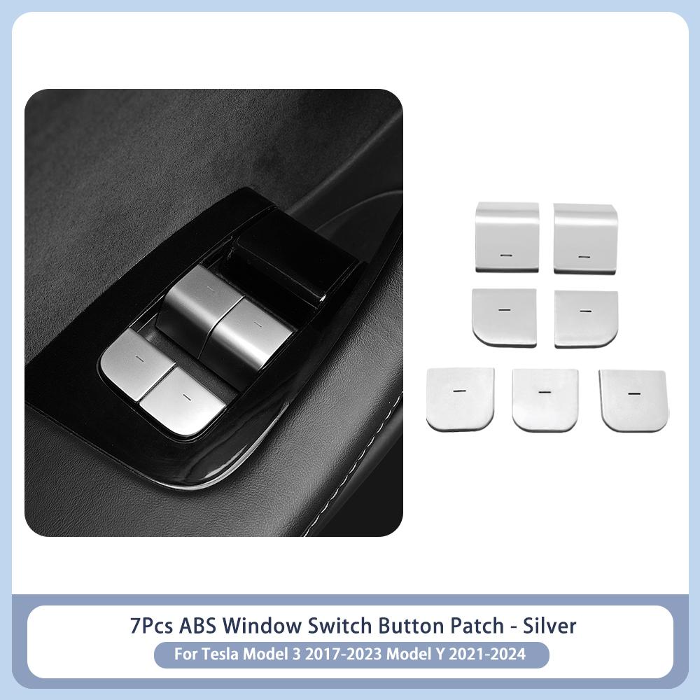 Heenvn For Tesla Model 3 2017-2023 Model Y 2021-2024 11Pcs Window Lift Button ABS Door Lock Switch Cover Trim Patch Car Interior