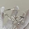 Plum Blossom Bell Bracelet Chinese Style Retro Silver Color Cuff Bracelets For Women Flower Open Bangle Bracelet Jewelry