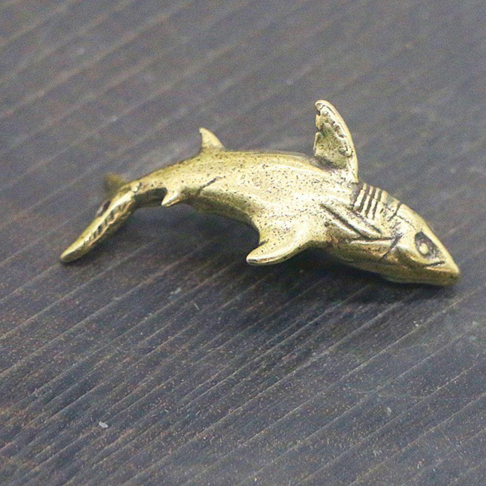 Shark Shark Statue Solid Brass Miniatures Figurines Personality Keychain Pendant  Car Keychain