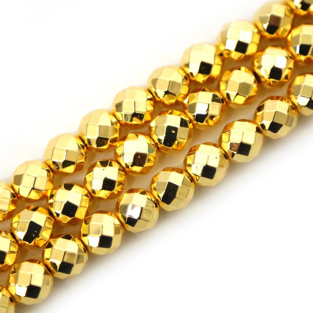 Gold Silvers Faceted Round Black Hematite Natural Stone 4/6/8/10mm Spacer Loose Beads For Jewelry Making