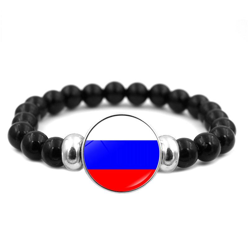 287 Countries National Flag Snap Button Elastic Band Beads Country Flag Independence Day Bead Jewelry Beaded Bracelet