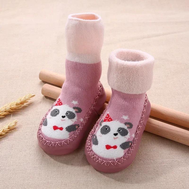 Baby Shoes Socks Children Infant Cartoon Socks Baby Gift Kids Indoor Floor Socks Rubber Sole Non-Slip Thick Warm Socks