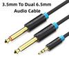 2 In 1 3.5mm To 6.5mm Audio Splitter Cable Mixer/Amplifier/DVD Player