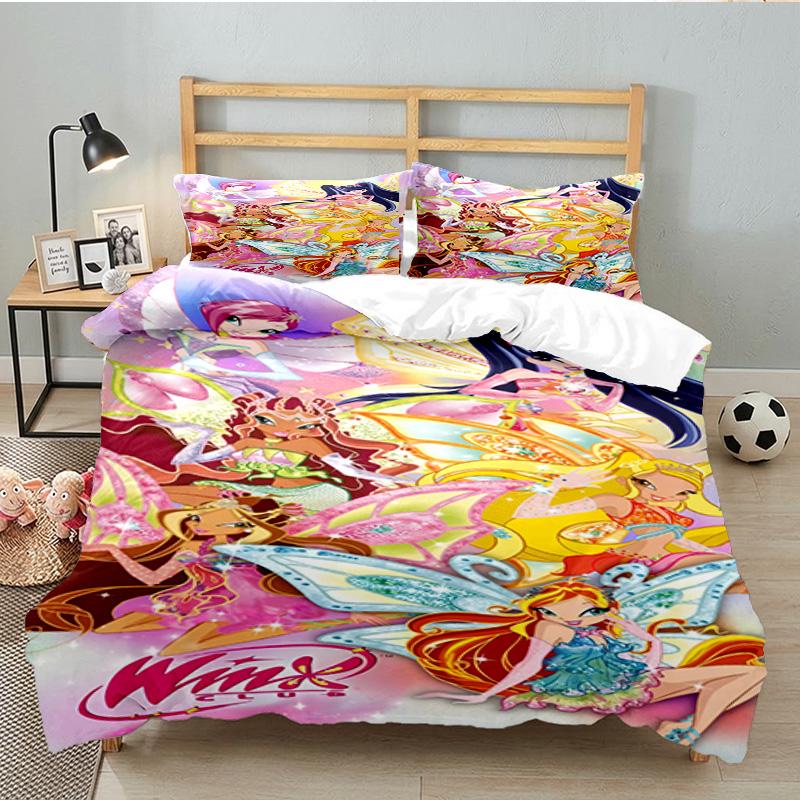 Wink Club Magical Friendship 3PCS Bedding set,Ideal for 1pc Duvet Cover And 2pcs Pillowcases Perfect for Fan gift,Ideal for Bedroom, Dormitory