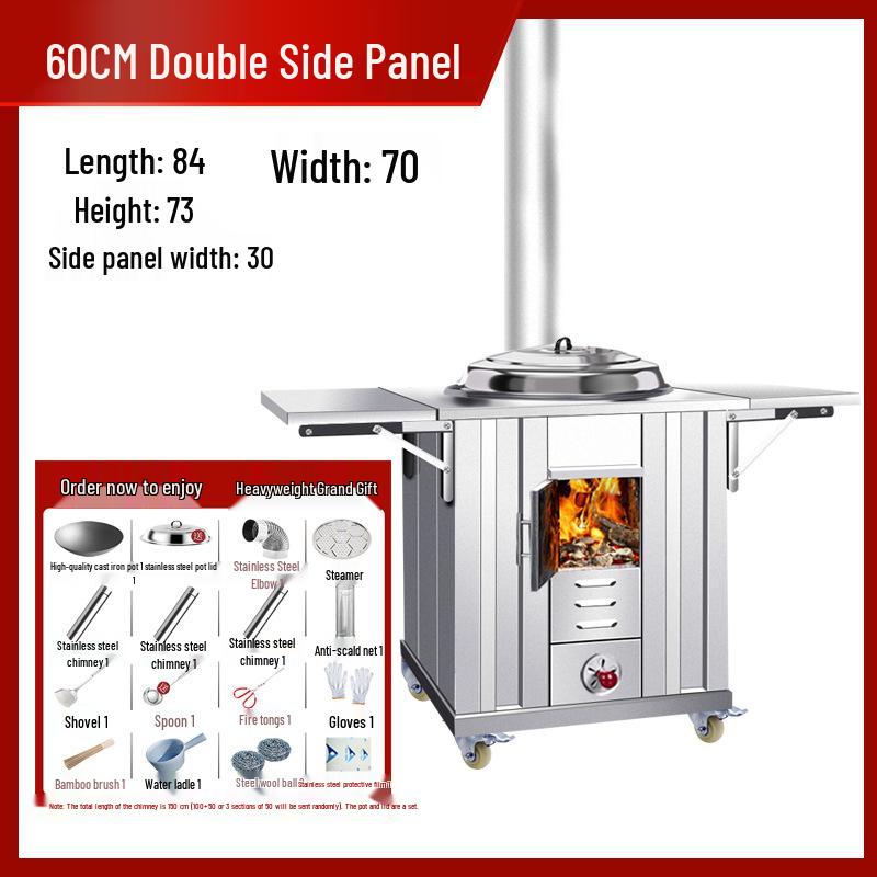 Portable Stainless Steel Wood Stove for Outdoor Cooking