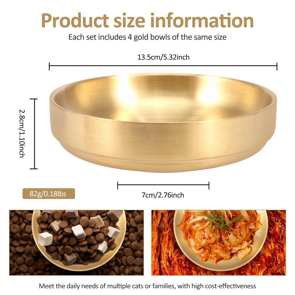 4 Pcs Food Stainless Steel Round Shape Dog Cat feeder Bowl Large Opening Shallow Dish Pet feeding & watering supplies