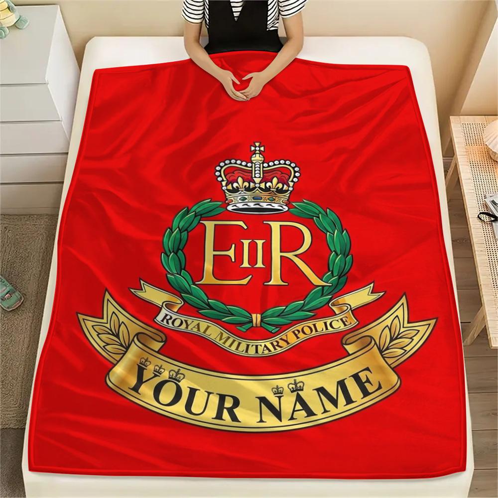 1PC Royal Crest Emblem Custom Name Patterned Flannel Blanket Suitable For All Seasons For Home Decor Warmth And Comfort Gifts Holiday Present