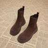 Early Autumn Suede Retro Korean Flat Women's Shoes 2025 Autumn and Winter Fashion Super Fire Thick-soled Chelsea Foreign Style Small Short Boots