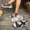 Fashion Women's Ladies Mother Female PU Leather Sandals Shoes Platform Summer Cool Beach Hook Loop Non Slip Plus Size 41 42
