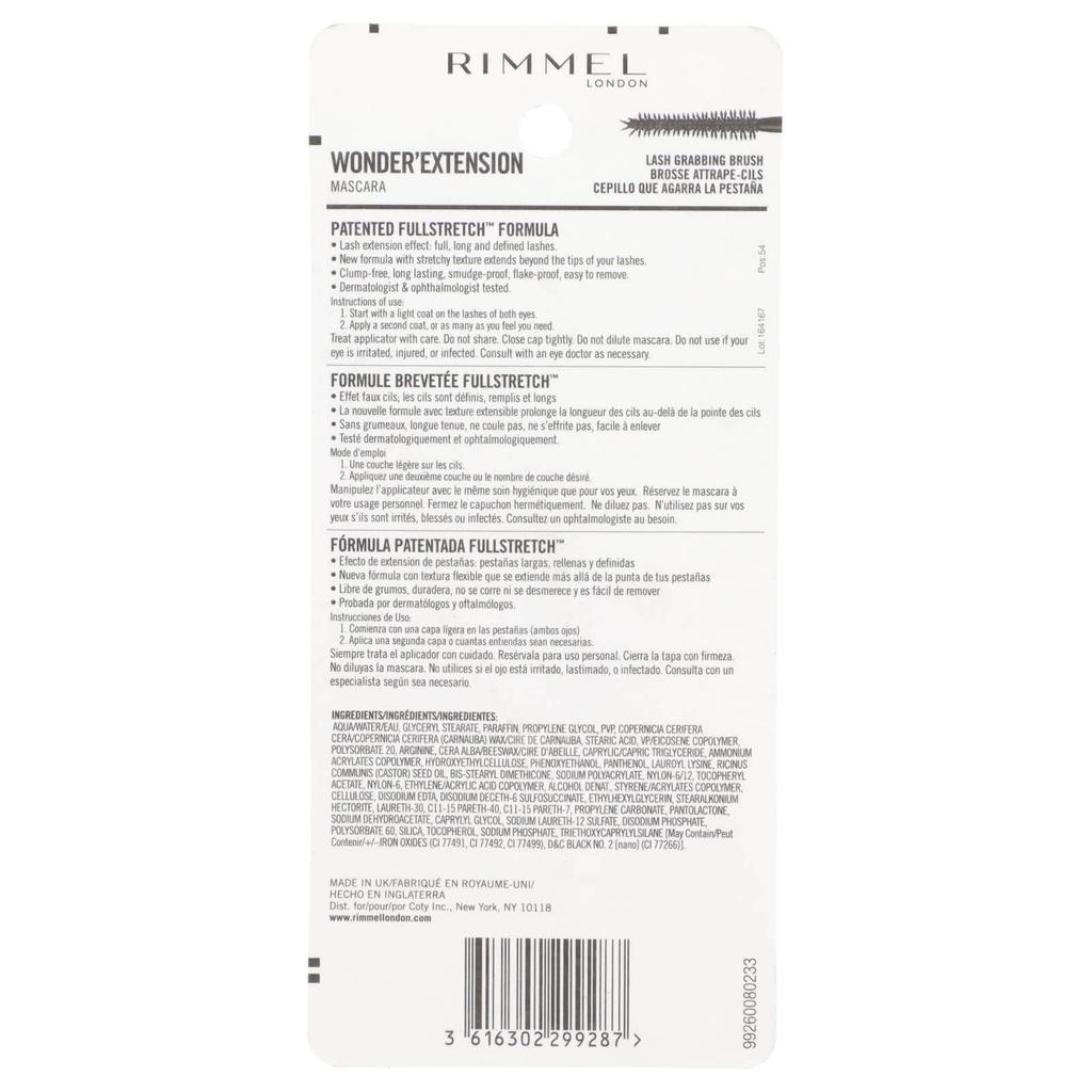 Rimmel London Тушь для ресниц Wonder Extension, 003 Extreme Black, 0,37 жидких унций (11 мл)