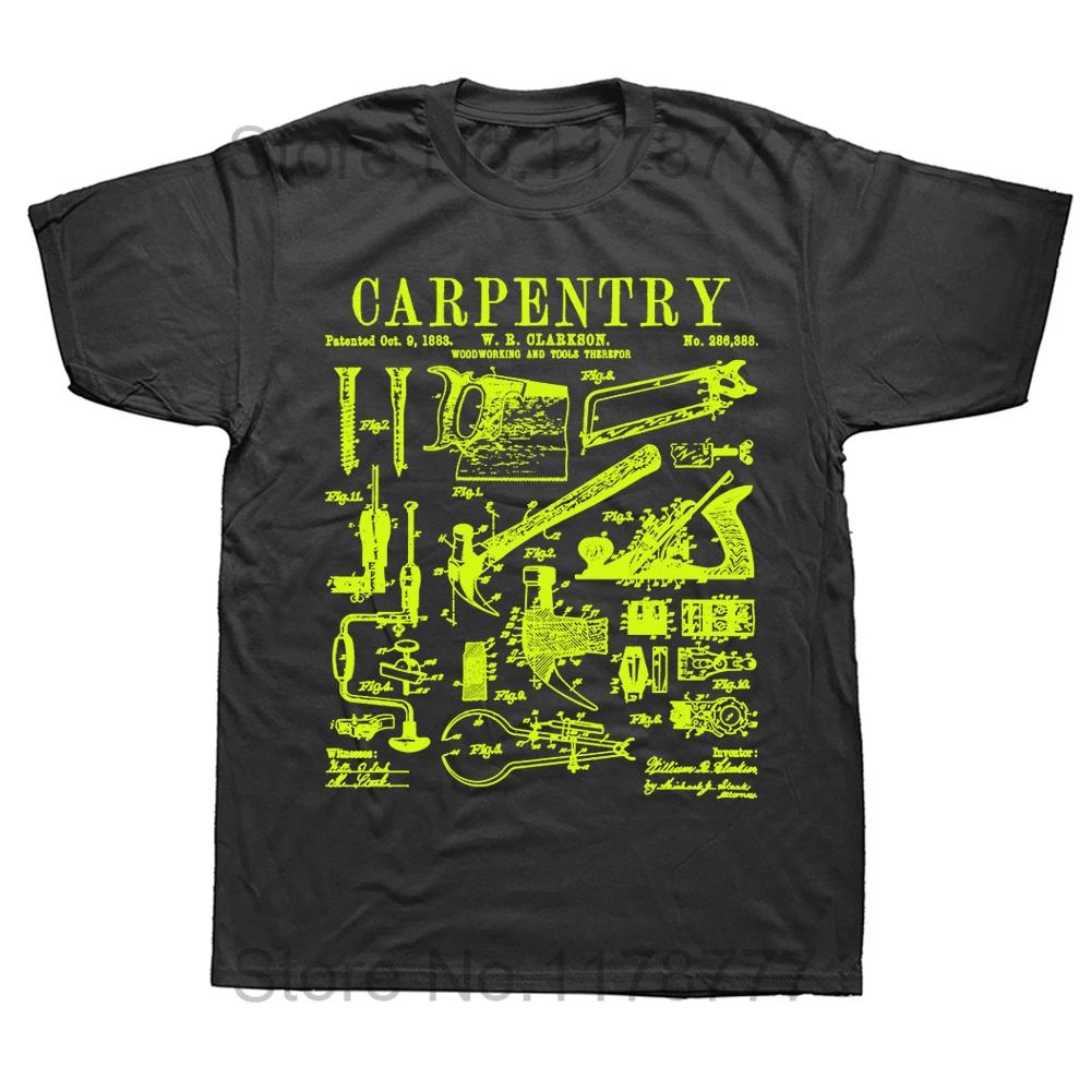 Carpentry Carpenter Tools Handyman Vintage Patent T Shirts Summer Graphic Cotton Streetwear Birthday Gifts T-shirt Clothing