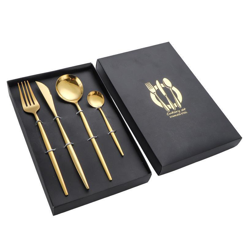 Подарочный набор из 4 предметов: нож в стиле вестерн из нержавеющей стали, вилка, ложка и нож для стейка