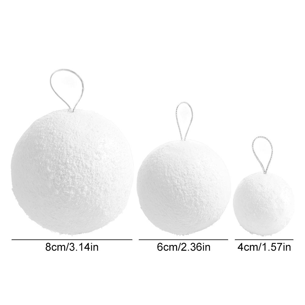 6pcs 4/6/8CM Christmas Snowballs Round Xmas Tree Hanging Pendant  New Year Gift