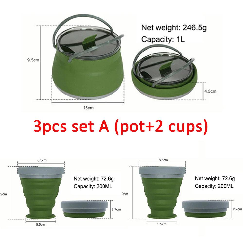 3/4/5 шт. Силиконовый складной чайник для кемпинга, кипящая вода, герметичная чашка для чая, кофе, кружка, посуда для отдыха на открытом воздухе, термостойкая.