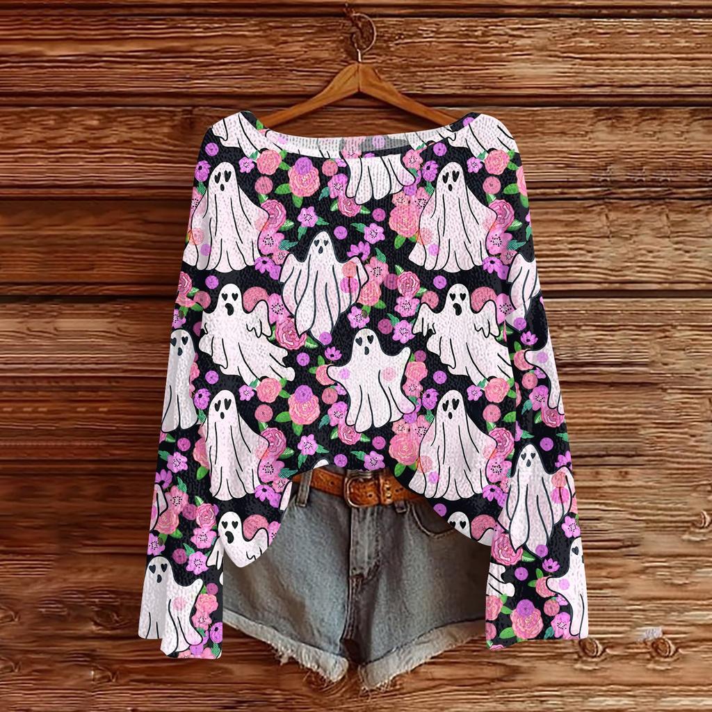 Женские осенние свитера с длинным рукавом, топы с принтом, пуловеры, свободная нарядная повседневная базовая одежда