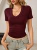 Women's Deep V Neck T-Shirt Short Sleeve Slim Fit Summer Basic Going Out Top