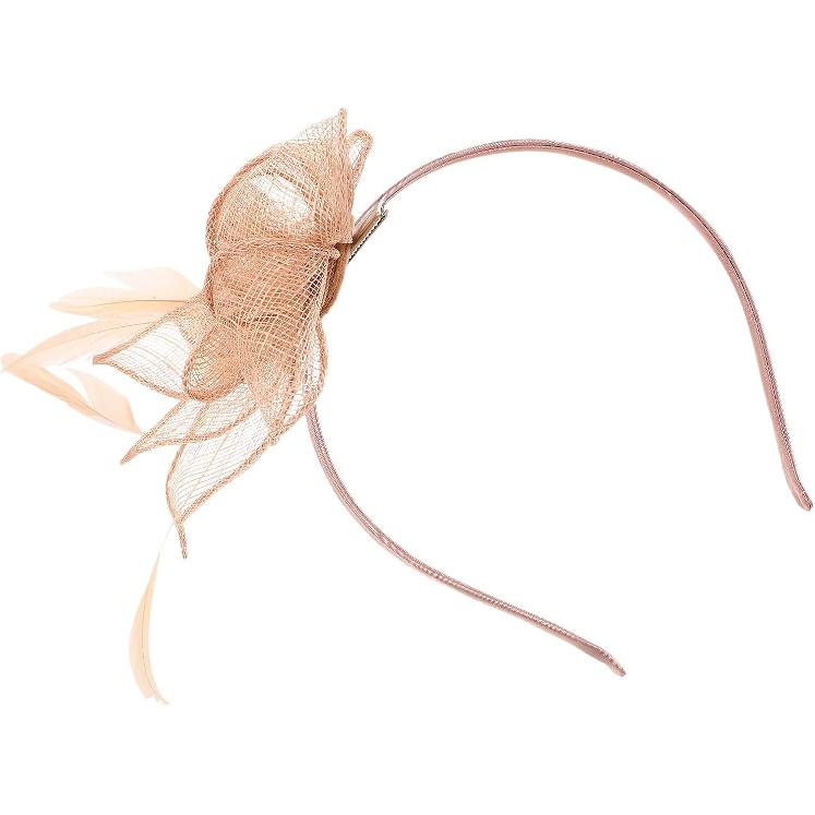Fascinator Headband and Clip Set Small Pillbox Hat Nude Mesh for Women Tea Party Cocktail Events Special Occasion Accessories