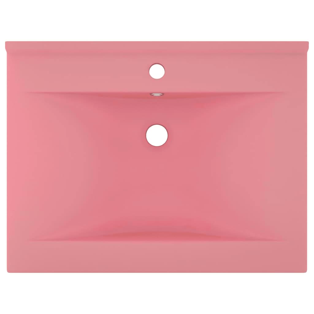 Luxury Wash Basin with Faucet Hole Matte Pink 60 x 46 cm Ceramic